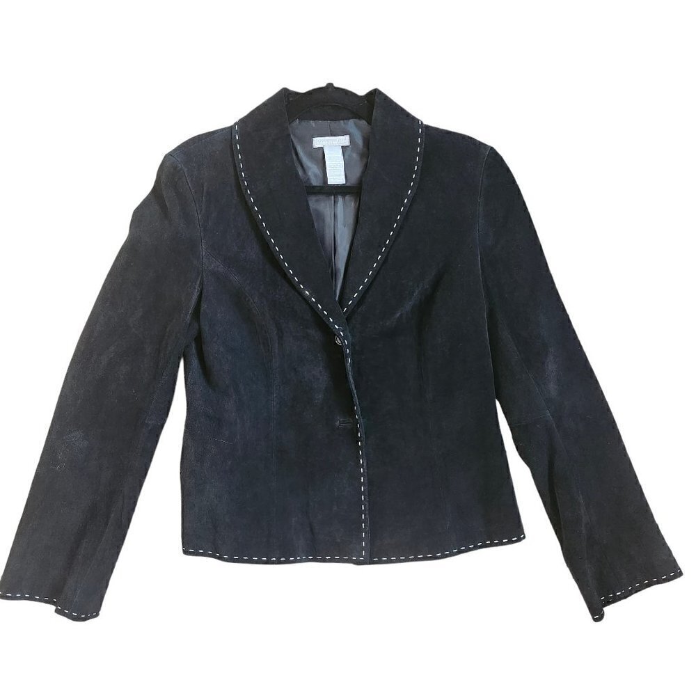 DEANE & WHITE BLACK GENUINE LEATHER SUEDE JACKET SIZE MEDIUM